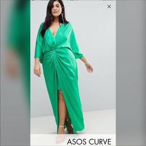 Green Silky Kimono Dress
